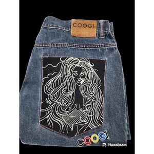 Coogi Australia Shorts Mermaid Hip Hop Baggy Embroidered Streetwear Denim Men 42